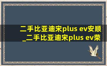 二手比亚迪宋plus ev安顺_二手比亚迪宋plus ev荣耀版